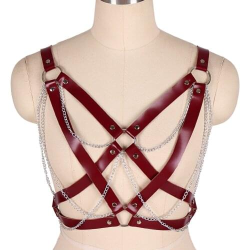 Gothic Adjust Rave Wear Handmade PU Leather Harness Belts Body Bondage Punk Straps Chest Harness Fashion Stylish Accessories