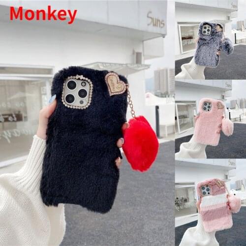 Cute Plush Love Heart Pendant Hair Silicone Phone Case For Xiaomi Mi 11 Ulra Note 10 Lite 10T Pro 9T 9SE Mi Poco F3 Pro Redmi 6A