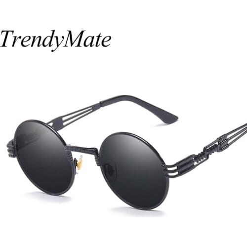 Retro Metal Round Steampunk Sunglasses Women Mirror Vintage Punk Sun Glasses Men Style 2018 Oculos de Sol Feminoculos 1477T