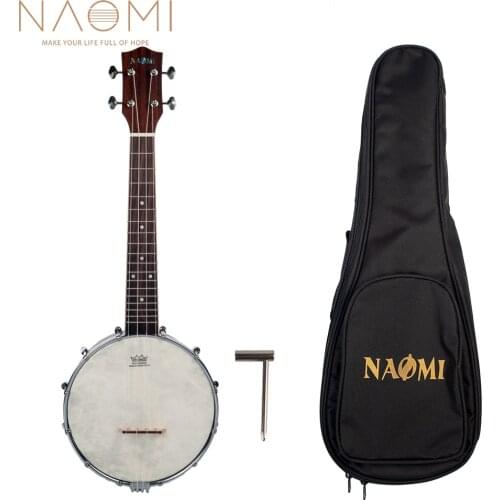 NAOMI Banjolele Banjouke Concert-Scale Banjo Ukulele Sunset Color Maple Neck With Gig Bag