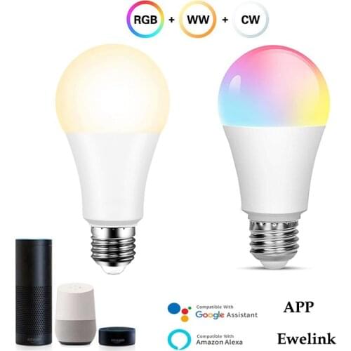 1/4pcs ewelink 9W WiFi Smart dimmable Light Bulb only warm or cool light E26 E27 led Wake-Up lamp Compatible with Alexa Google