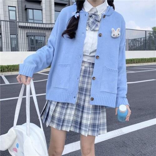 Japanese Sweet Kawaii Women Sweater Autumn Winter Elegant Cardigan Student Out Knitting Jk Student Uniforms Long Sleeves Sweater