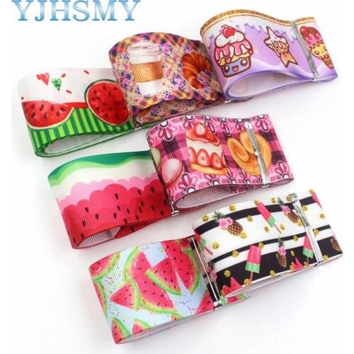YJHSMY I-19320-641,38mm 5yards fruit Thermal transfer Printed grosgrain Ribbons,bow cap DIY handmade accessories decorations