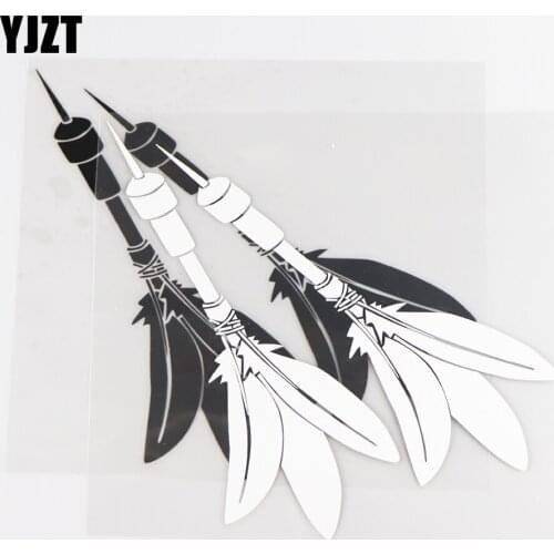 YJZT 16.0CM×16.0CM Fun Personalized Car Stickers Feather Darts Weapon Pattern Fashion Creative Vinyl Decals 1C-0081