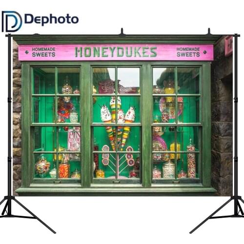 DePhoto Honeydukes Candy Bar Photography Backdrop Ice Sweet Shoppe Magic Theme Party Decoration Background for Photo Studio