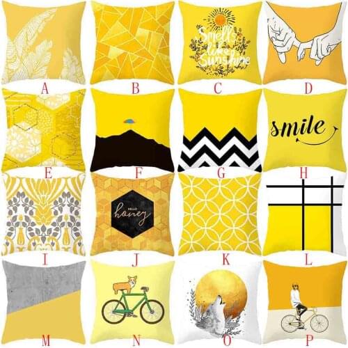 Hot Sale Yellow Geometric Pillow Case Home Decoration Sofa Car Waist Throw Polyester Cushion Cover Room Decor Dropshipping