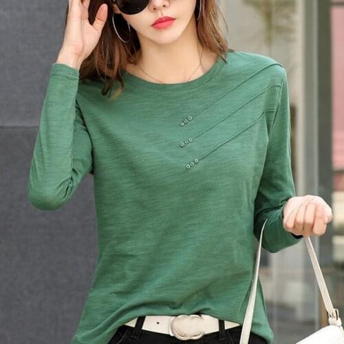 Plus Size 3XL 2021 T-Shirt Women Fashion Autumn Spring Black T shirt Cotton Long Sleeve Tops Casual Tee Shirt Femme