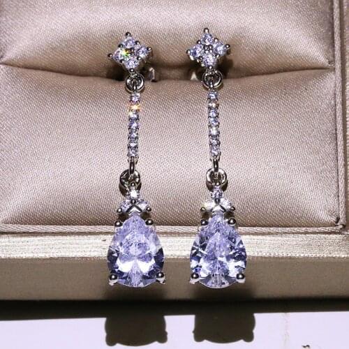 Ladies Hanging Tassel Earrings Wedding Ring Jewelry Hanging Earrings AAA Cubic Zirconia New Fashion Bridal Accessories