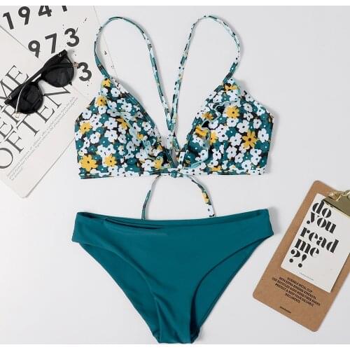 Swimwear Woman Swimsuit Sexy Bikini 2021 New Push Up Bikini Set Bathing Suit Women Print Floral Beachwear Biquini Two Piece Suit