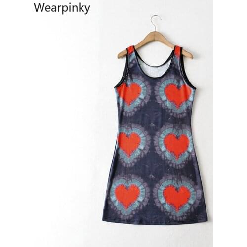 2021 Summer Bohemia Dress For Women New Western Style Slim Tie-Dye Love Lace Sling Sleeveless Fashion Midi Beach Boho Dresses