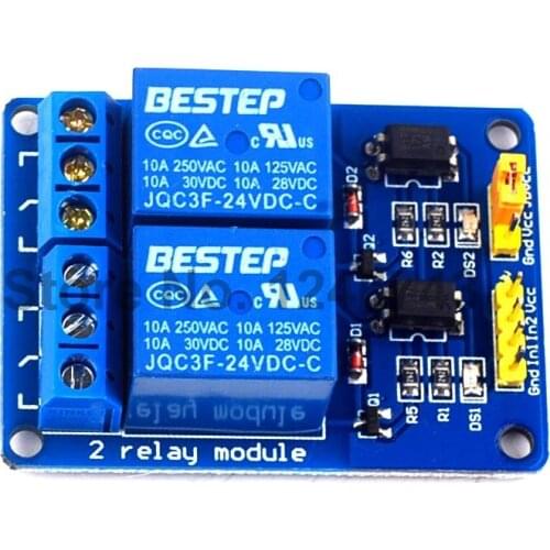 1PCS 2 Channel 24V Relay Module Optical Coupling Relay Coupling For Arduino