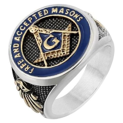 10pcs/lot Classic Freemason Ring Stainless Steel Free Mason G Logo Rings Mens Jewelry Masonic Jewelry Gift