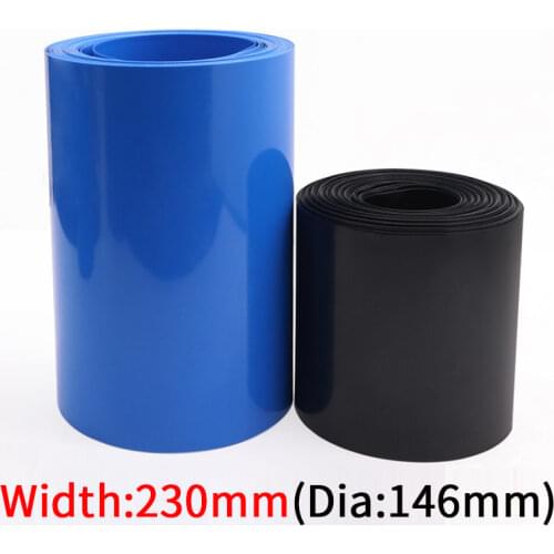 230mm Width 18650 Lithium Battery Film Wrap PVC Heat Shrink Tube Sheath Cover Insulated Cable Sleeve Pack Protection Blue Black