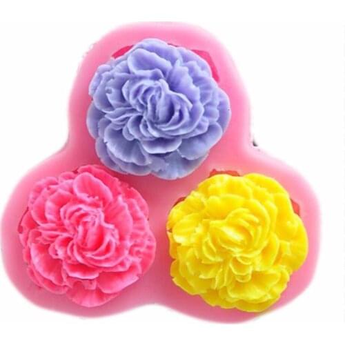 3 Cavities 3.3cm Mini Flower Sculpting Silicone Sugar Resin Craft DIY Moulds gum paste Cake Decorating Fondant Chocolate Mold