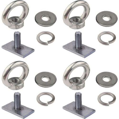 4x T Bolt Eye Nut tie down kit for Rhino Yakima Pro Rola roof rack M8 16mm