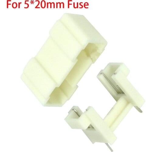 5*20mm 5x20mm 220V Fuse White Welding 2 Pins Panel Mount Socket Block Box PCB Glass Tube Fuse Holder Case With Cover
