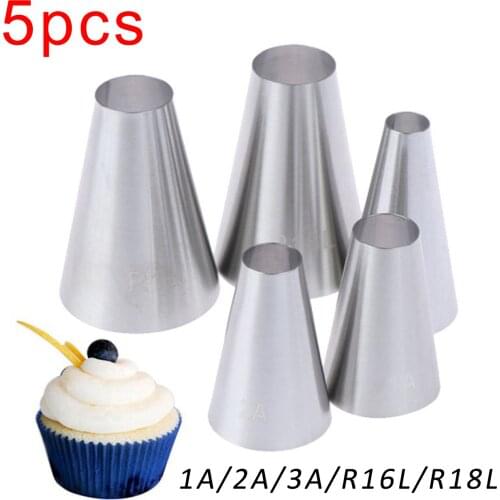5PCS Circular Circle Round Metal Cake Cream Decoration Tip Stainless Steel Piping Icing Nozzle Pastry Baking Tools Large Size