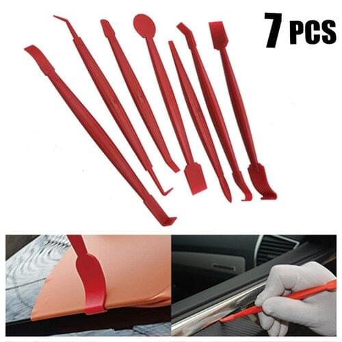 7pcs Auto Styling Vinyl Carbon Fiber Window Ice Remover Cleaning Wash Car Scraper With Felt Squeegee Tool Car Accessories