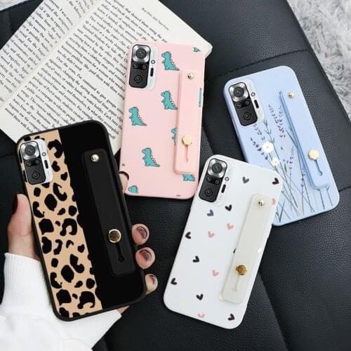 For Xiaomi Redmi Note 10 Pro Wrist Strap Holder Soft Silicone Phone Case For redmi note 10pro Shockproof Fundas Cover Capa 6.67"