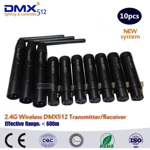 DHL Free Shipping COLORNIE 10pcs 2.4G DMX512 DJ led wireless dmx Transmitter + Receiver