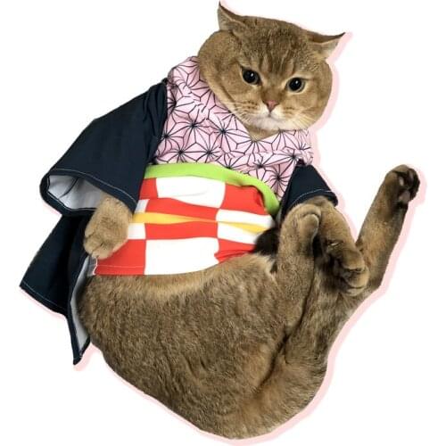 Cosplay Anime Demon Slayer Kimetsu No Yaiba Cats Kamado Tanjirou Cape Costumes Full Sets Agatsuma Zenitsu Orange Cape Suits