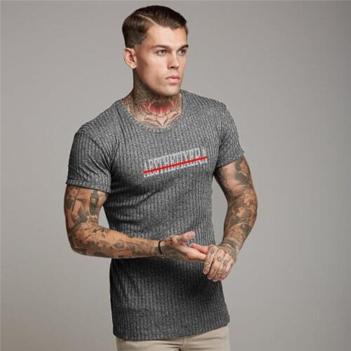 Summer Mens T-shirt Men Short Sleeve Knitted Tshirt Sports Strips Slim Tee Shirt Printed Shirts