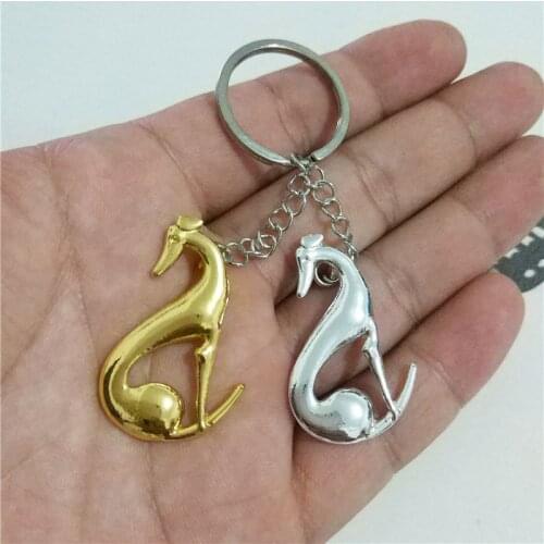 LPHZQH Trendy Greyhound Key Chains Fashion Women Bag Cute Pendant Accessory Whippet Key Rings Gift Punk Gold Color Color