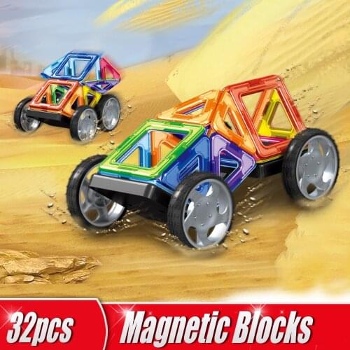 32pcs/Set Magnetic Blocks 3D Magnetic Designer Construction Set Creative Building Blocks DIY Educational Kids Toys Cars Gifts