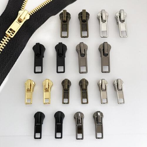Meetee 10pcs 3# 5# Zipper Slider for Metal Zippers Retro Alloy Material Zip Head Puller Kit DIY Jackets Zips Repair Accessories