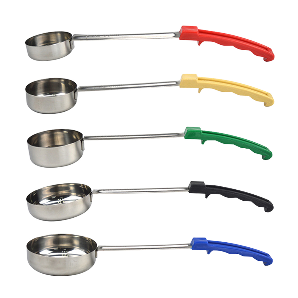 Stainless Steel Sauce Spoon with Long Rubber Handle Anti-Hot Pizza Spread Ladle Measuring Soup Spoon Kitchen Cooking Tableware