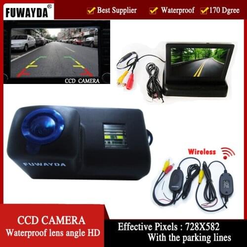 FUWAYDA Wireless Car CCD Rear View Camera for Peugeot 206 207 306 307 308 406 407 5008 Partner Tepee 4.3Inch foldable Monitor