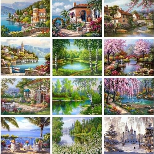 Scenery waterfall DIY Diamond Painting Full Round Cross Stitch Mosaic Embroidery Home Decor Accessories