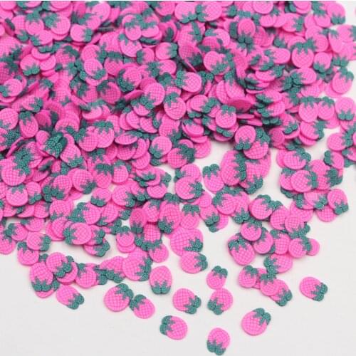 100g/lot Megenta Pineapple Slices Polymer Clay Fruits Sprinkles for Arts and Mobile Decoration DIY Crafts Filler Accessories
