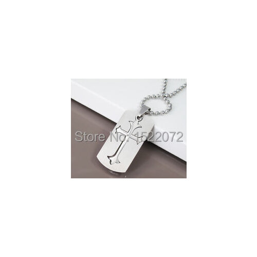 New fashion low price Military Dog Tags Cross hot sales stainless steel cross dog tags cheap steel dogtag FH890018