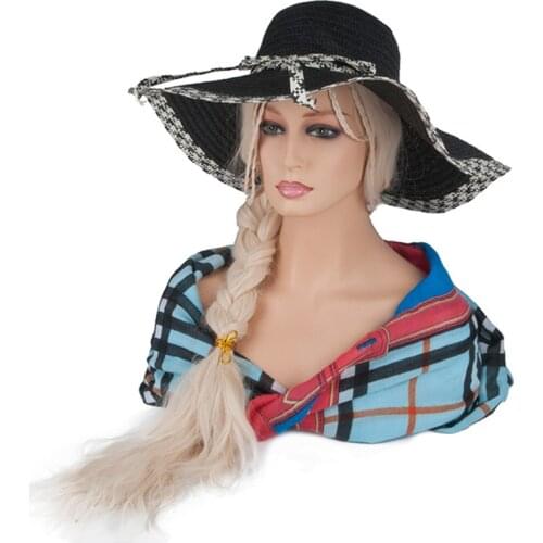 New Female Realistic Mannequin Head PVC Hat Glasses Diamond Necklace Display Mold Stand Wig Mannequin Head Stand Shoulder