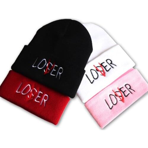 2020 New Men Women Stephen Kings It Beanie Embroidery Winter Hat Knitted Hat LOVER LOSER Skullies Beanies Hat Hip Hop Knit Cap