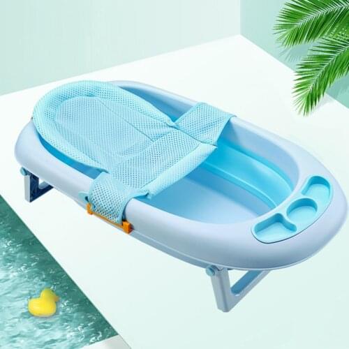 New Portable Baby Bath Net Shower Seat Support Mat Pad T-shaped Foldable Baby Bath Tub Pads Infant Anti-Slip Soft Bathtub Pillow