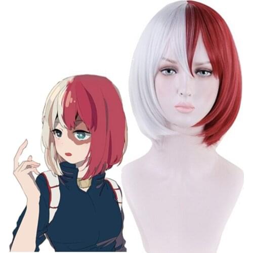 My Hero Academia Cosplay Wig Shouto Todoroki Cosplay BoBo Wig Heat Resistant Synthetic Boku No Hero Academia Wig Halloween Wigs