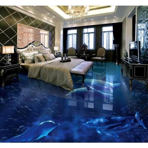 Custom floor mural dolphin wallpaper for childrens room living room bedroom childrens wallpaper self adhesive 3d flooring