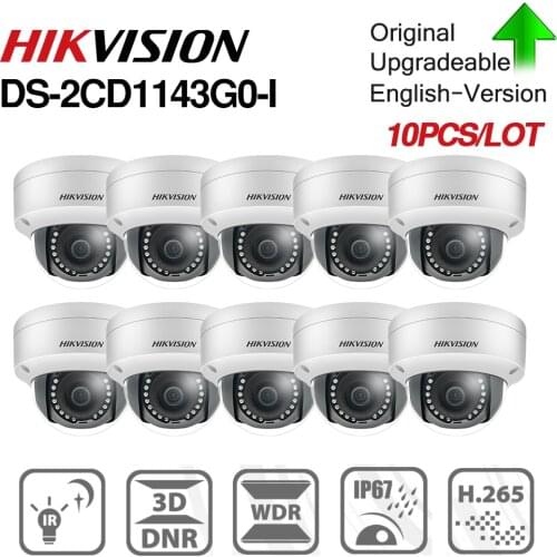 Pre-sale Hikvision DS-2CD1143G0-I POE Video Surveillance 4MP Network Dome Camera 30M IR IP67 IK10 H.265 slot 10pcs/lot