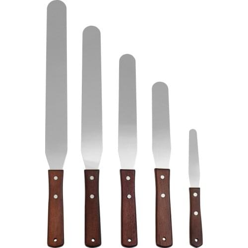 Cake Serving Knife Professional Stainless Steel Cake Spatula with Wooden Handle Multipurpose Use for Home Kitchen Bakery cooking