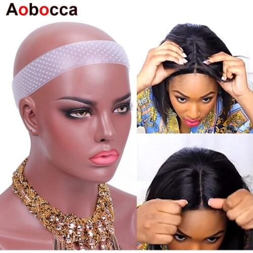 Aobocca Transparent Silicone Wig Fix Silicone Wig Grip Natural Grip Headbands for Women Comfort Elastic Wig Grip Cap