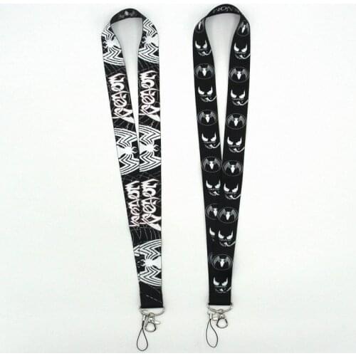 2019 Movie Venom Key Lanyard for Phones Black Neck Strap ID Card Gym Strap Lanyards ID Badge Holder Rope Keychains Cosplay Gift