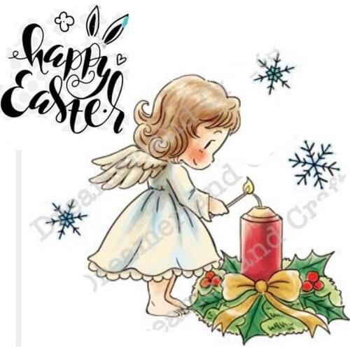 Candle Girl Cartoon Pattern Scrapbooking Alphabet Stamp Embossing Craft Making Silicone Transparent Stamps