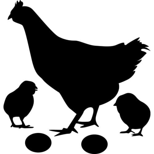 15*15.7CM Chicken & Chicks Bird Silhouette Vinyl Decals Car Stickers Black/Silver Accessories S6-2644