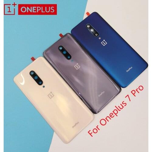 Glass Back Cover For Oneplus 7 Pro Rear Door Housing Panel Case 1+ 7 Pro Battery Repair Parts For One Plus 7Pro With Camera Lens