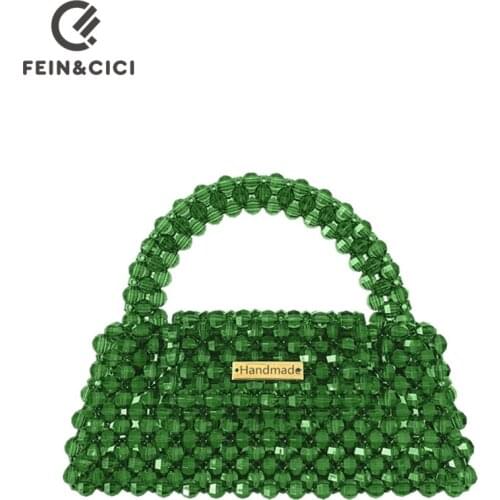 Pearl bag designer brand Clear Acrylic crystal stone bead bag box totes handbag women сумка из бусин party small bucket purse