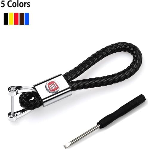 1pc High-Grade Luxruy Car KeyChain Horseshoe Buckle Woven Men Women Key Rings Holder Bag Pendant For Fiat ABARTH 500 Punto Panda