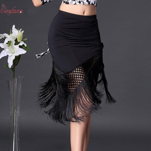 Women Latin Half Skirt Cha Cha Rumba Samba Fringe Sexy Leopard Dance Skirts Female Adults Performance Latin dance skirt set new