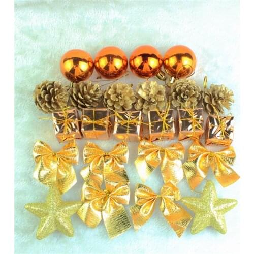 Gold Star Bronze Pine Cone Orange Christmas Ball Christmas Tree Decoration Pendant